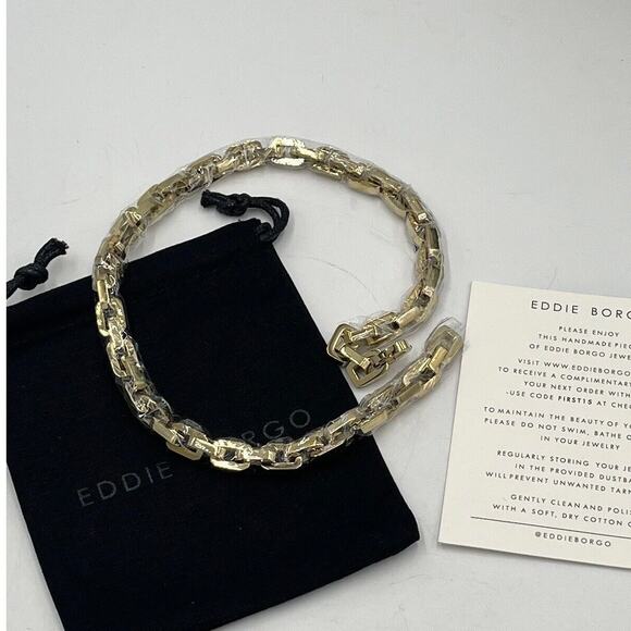 Eddie Borgo 12K Gold Plated Supra Link Polished Collar Chain Necklace New - Picture 1 of 9